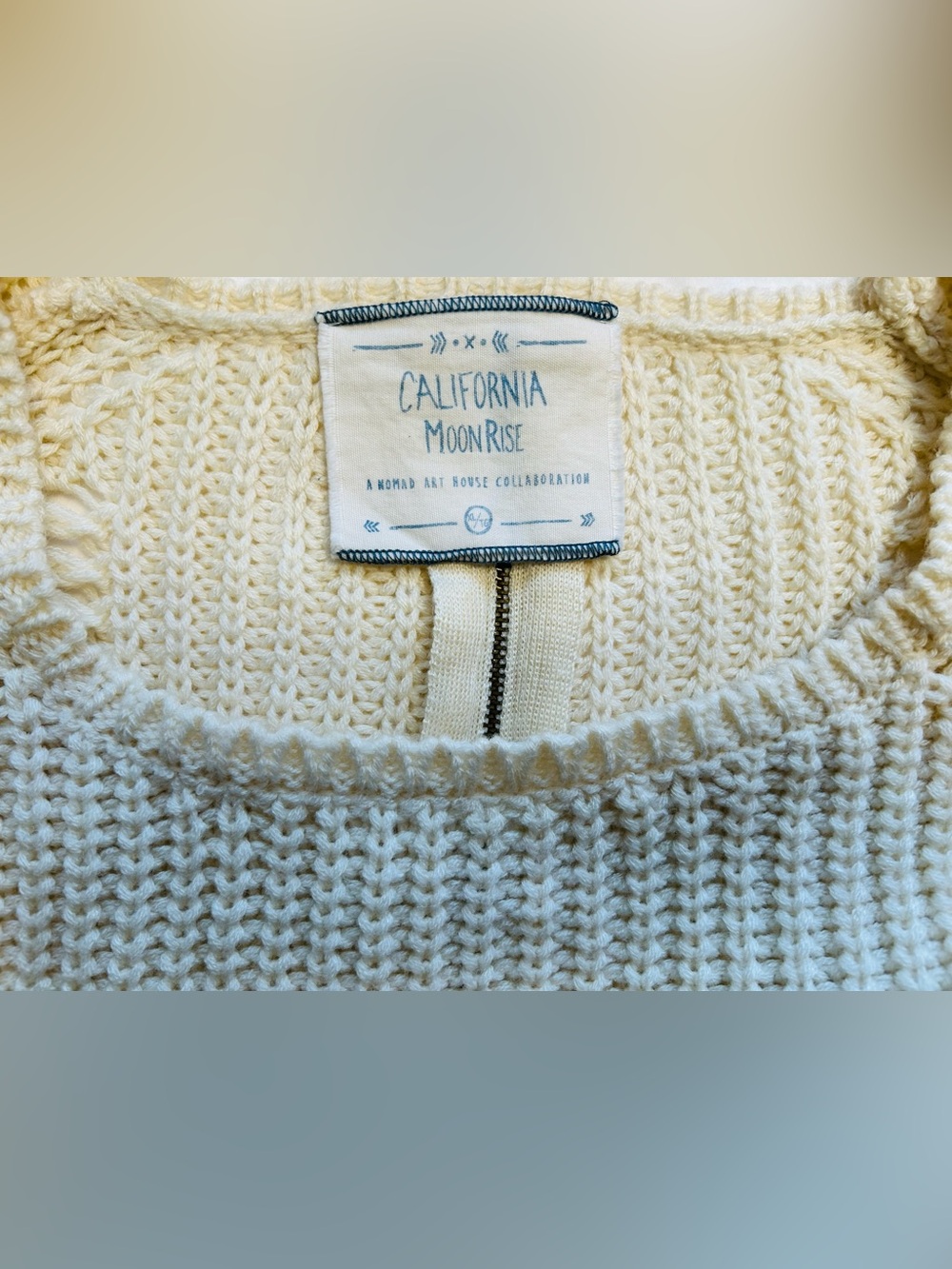 California Moonrise Cream Pullover Knit w. Back Zipper Detail. - Picture 2 of 13